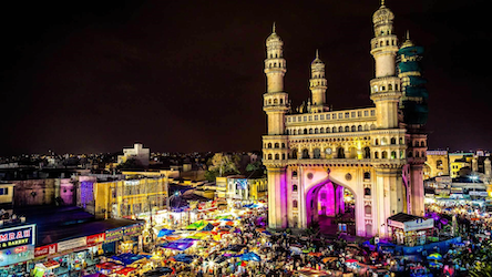 Charminar in market at night