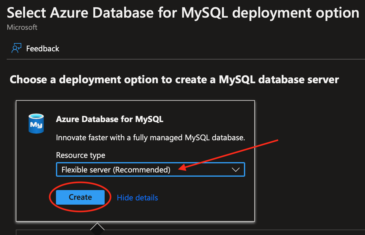 AzureDbMySql-DeployOption-Create