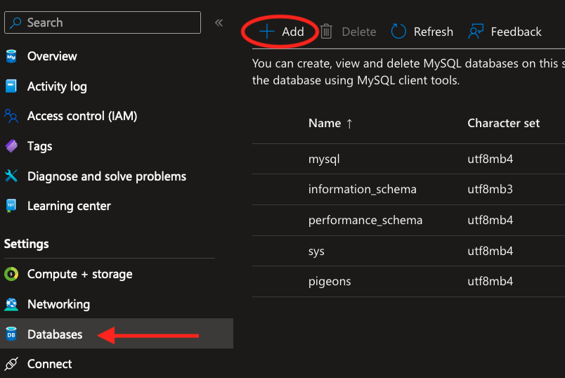 AzureMySqlAddDatabase